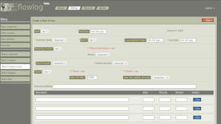 Screenshot of creating and invoice in flowlog