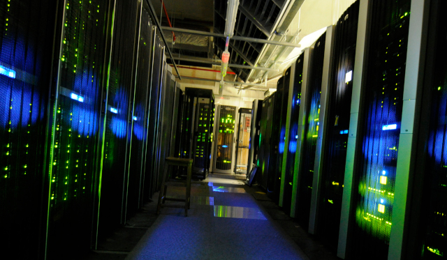 Web hosting. Server room in datacenter.